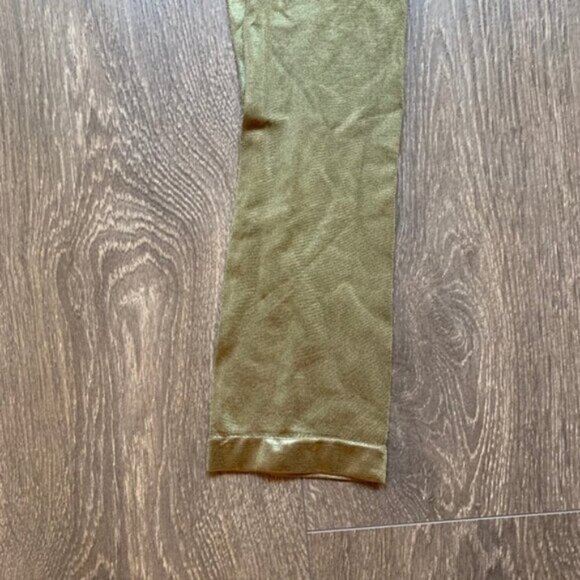 H&M Women's Leggings Tights Shimmer Metallic Shine Green Full length Footless - Picture 9 of 9